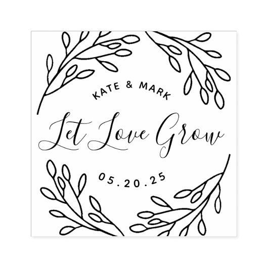 Elegant Botanical Let Love Grow Weddenschap Favor Rubberstempel (Afrduk)
