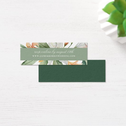 Elegant Botanical Lily Floral Wedding Website RSVP Mini Visitekaartjes (Bureau)