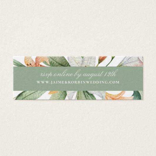 Elegant Botanical Lily Floral Wedding Website RSVP Mini Visitekaartjes (Voorkant)