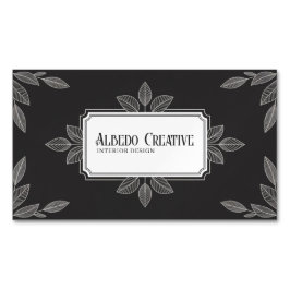 Elegant Botanical Line Art Black and White Formal Magnetisch Visitekaartje