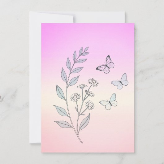 Elegant Botanical Line Art Quinceañera Invitation  Kaart (Achterkant)