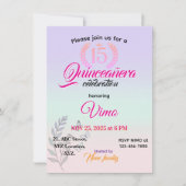 Elegant Botanical Line Art Quinceañera Invitation  Kaart (Voorkant)