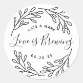 Elegant Botanical Love is Brouwerij Favor Ronde Sticker (Voorkant)