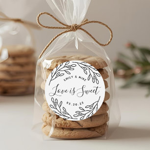Elegant Botanical Love is Sweet Wedding Favor Ronde Sticker