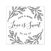 Elegant Botanical Love is Sweet Wedding Favor Zelfinktende Stempel (Design)
