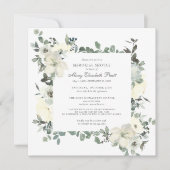 Elegant Botanical Memorial Service White Floral Kaart (Voorkant)