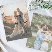 Elegant Botanical Modern Minimalist Photo Wedding Kaart