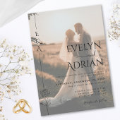 Elegant Botanical Modern Minimalist Photo Wedding Kaart