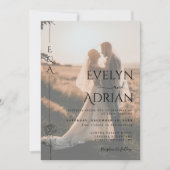 Elegant Botanical Modern Minimalist Photo Wedding Kaart (Voorkant)
