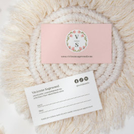 Elegant Botanical Monogram Crest Photo Afsprakenkaartje