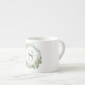 Elegant Botanical Monogram Espresso Mug with Name Espresso Kop (Voorkant rechts)