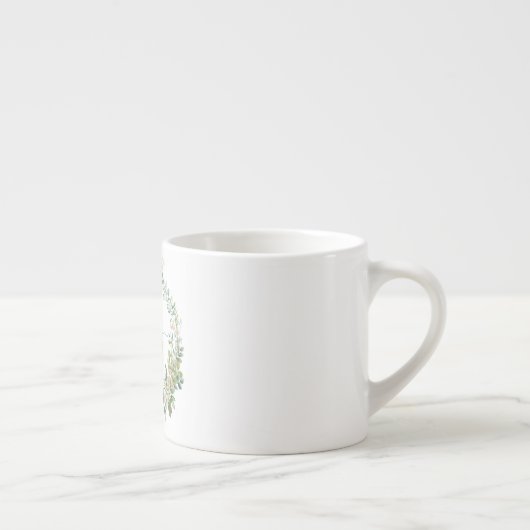 Elegant Botanical Monogram Espresso Mug with Name Espresso Kop (Rechts)