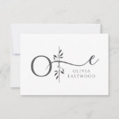 Elegant Botanical Monogram Flat Note Card Notitiekaartje (Voorkant)