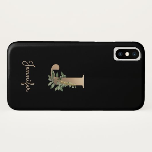 Elegant Botanical Monogram Gold Letter J Case-Mate iPhone Case (Achterkant (horizontaal))