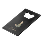 Elegant Botanical Monogram Gold Letter J Creditkaart Flessenopener (Voorkant Gekanteld)
