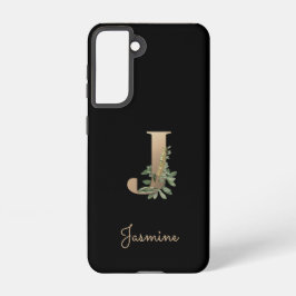 Elegant Botanical Monogram Gold Letter J Samsung Galaxy Hoesje