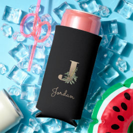 Elegant Botanical Monogram Gold Letter J Seltzer Blikjeskoeler