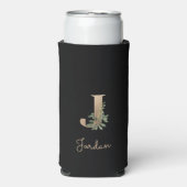 Elegant Botanical Monogram Gold Letter J Seltzer Blikjeskoeler (Seltzer Voorkant)