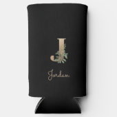 Elegant Botanical Monogram Gold Letter J Seltzer Blikjeskoeler (Voorkant)