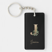 Elegant Botanical Monogram Gold Letter J Sleutelhanger (Voorkant)