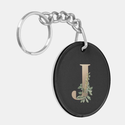 Elegant Botanical Monogram Gold Letter J Sleutelhanger (Voorkant Links)
