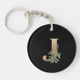 Elegant Botanical Monogram Gold Letter J Sleutelhanger