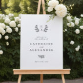 Elegant Botanical Monogram Initiaal Weddenschap Poster