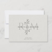Elegant Botanical Monogram Wedding Bedankkaart (Voorkant)