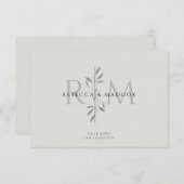 Elegant Botanical Monogram Wedding Bedankkaart (Voorkant / Achterkant)