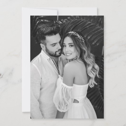 Elegant Botanical Moody Photo Wedding Invitation Kaart (Achterkant)