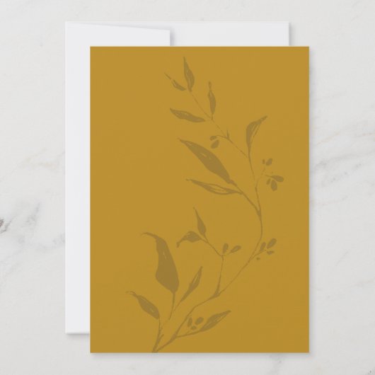 Elegant Botanical Mustard Boho Chic Wedding Kaart (Achterkant)