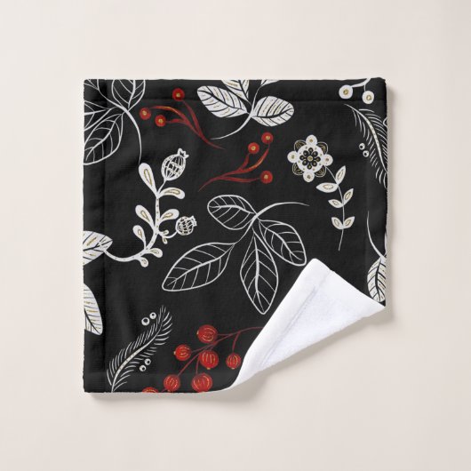 Elegant botanical pattern bad handdoek (Wasdoekje)
