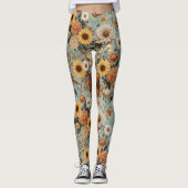 Elegant Botanical Pattern Leggings (Voorkant)