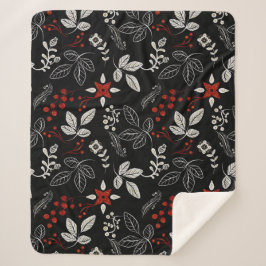 Elegant botanical pattern sherpa deken