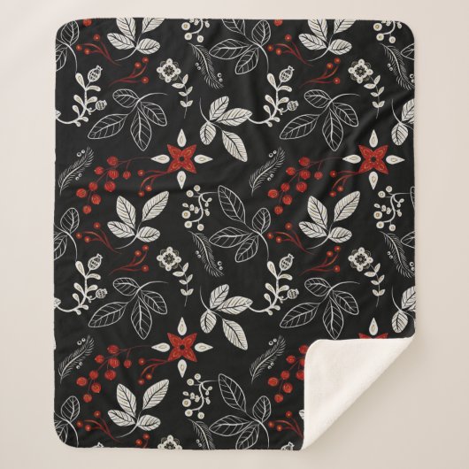 Elegant botanical pattern sherpa deken (Voorkant)