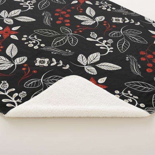 Elegant botanical pattern sherpa deken (3/4)