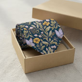 Elegant Botanical Pattern with Butterflies on Dark Stropdas