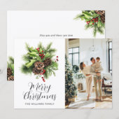 Elegant Botanical Photo Christmas Card Feestdagenkaart (Voorkant / Achterkant)