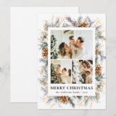 Elegant Botanical Photo Frame Merry Christmas Feestdagenkaart (Voorkant / Achterkant)