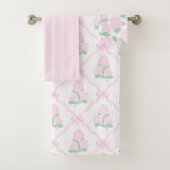 Elegant Botanical Pink Green Hydrangea Bad Handdoek (Insitu)