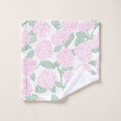 Elegant Botanical Pink Green Hydrangea Bad Handdoek (Wasdoekje)