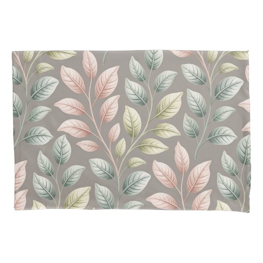 Elegant Botanical Pink & Sage Leaf Pattern Kussensloop (Voorkant)