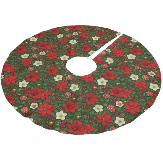 Elegant Botanical Poinsettia Floral Art Pattern Kerstboom Rok (Gekanteld)