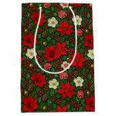 Elegant Botanical Poinsettia Floral Art Pattern Medium Cadeauzakje (Voorkant)