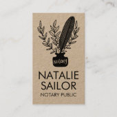 Elegant Botanical Quill Logo Notary Public Kraft Visitekaartje (Voorkant)