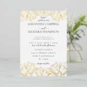 Elegant Botanical Real Gold Wedding Folie Uitnodiging (Staand Voorkant)