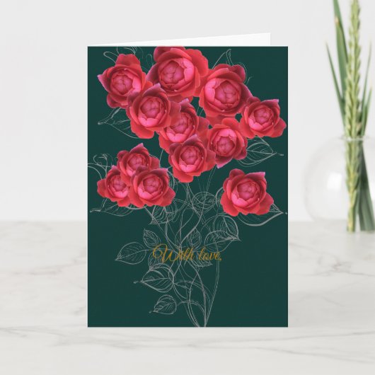 Elegant Botanical Rose Folded Greeting Card Feestdagen Kaart (Voorkant)