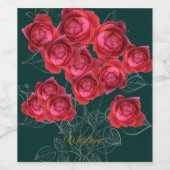 Elegant Botanical Rose Folded Greeting Card Wijn Etiket (Enkel label)