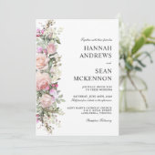 Elegant Botanical Rozen Border Wedding Kaart (Staand voorkant)
