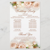 Elegant Botanical Rozen Floral Wedding Programme (Achterkant)